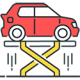 icono de coche en elevador para revisión ITV